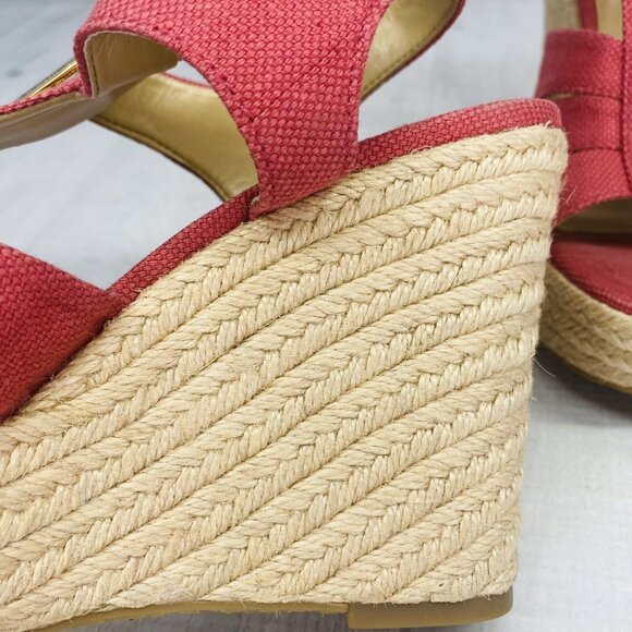 Michael Michael Kor BERKLEY PV20K Pink Canvas Jute Trim Platform Sandal Sz 7 M - Picture 11 of 13